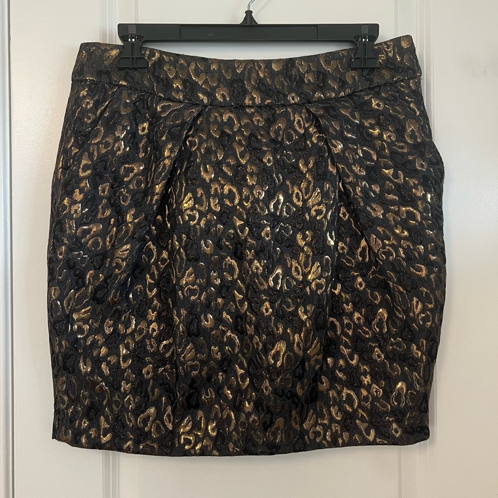 Michael Kors Black and Gold Metallic Print Mini Skirt | Size 6 | Good Condition